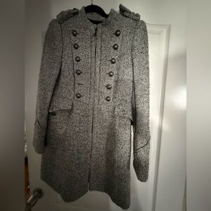 Zara Women's Charcoal Herringbone Pea Coat